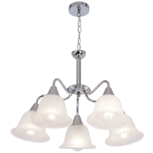 Brightstar CH231/5 Polished Chrome Chandelier with Alabaster Glass