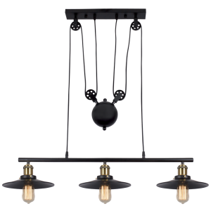Brightstar CH238/3 Matt Black Metal with Pulley Cord