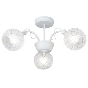 Brightstar CH251/3 MATT WHITE Metal and Clear Frosted Patterned Glass