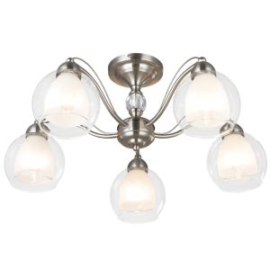 Brightstar CH252/5 Satin Chrome with Clear Outer Glass and Frosted Inner Glass