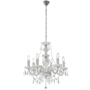 Brightstar CH3056/6 WHITE Acrylic Crystal Chandelier With Frosted Glass