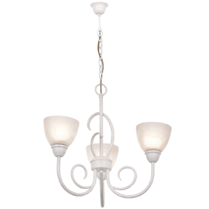 Brightstar CH3068/3 FRENCH WHITE Metal Chandelier with Alabaster Glass