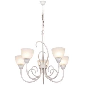 Brightstar CH3068/5 FRENCH WHITE Metal Chandelier with Alabaster Glass