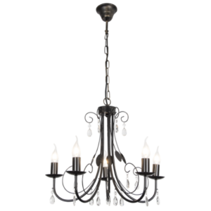Brightstar CH360/5 BLACK Metal Chandelier with Clear Acrylic Crystals