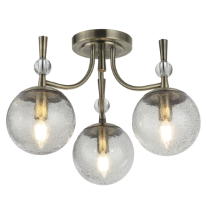 CH398/3 ANTIQUE Metal Chandelier with Speckled Glass