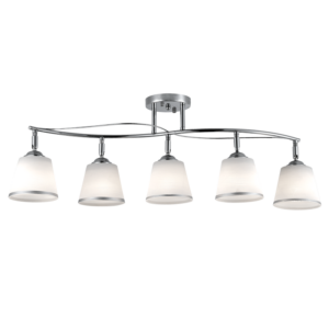 Brightstar CH490/5 Polished Chrome Chandelier with Silver Trimmed White Glass
