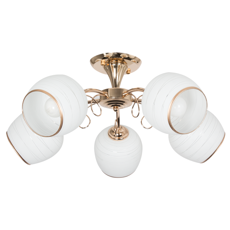 GOLDENSTAR IN SCREENMUSIC １:２:３:８:９の5set Brightstar CH491/5 GOLD Metal Chandelier with White