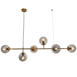 Brightstar CH508/6 GD/SM Satin Gold Chandelier with Smoke Colour Glass