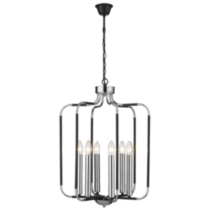 Brightstar CH515/6 CHROME Polished Chrome and Black Chandelier