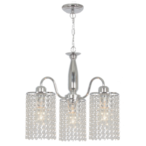 Brightstar CH522/3 Polished Chrome Chandelier with Clear Acrylic Crystals
