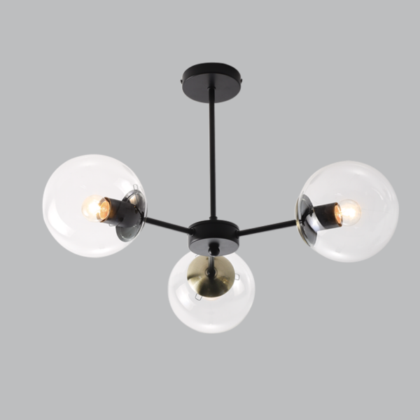 Brightstar CH537/3 BK/AB Metal and Clear Glass Chandelier
