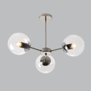 Brightstar CH537/3 SATIN Metal and Clear Glass Chandelier