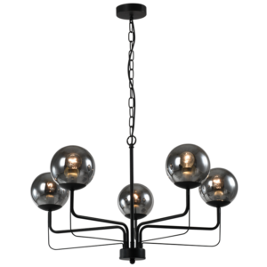 Brightstar CH705/3 BLACK Metal Chandelier with Smokey Glass