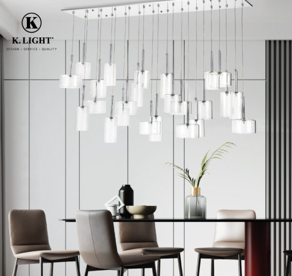 K Light KLCH-3048/24 Glass Rectangular Cluster Pendant - Image 2