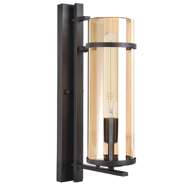 Brightstar L585 BLACK Metal with Amber Glass Lantern