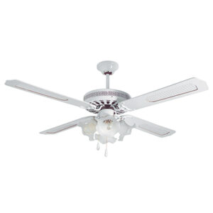 Radiant RF9W Rattan Ceiling Fan with Light Antique Brass