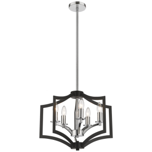 Brightstar CH087/5 BLACK/CHROME Metal and Polished Chrome Chandelier