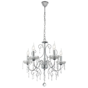 Brightstar CH388/5 CHROME Polished Chrome Chandelier with Crystals
