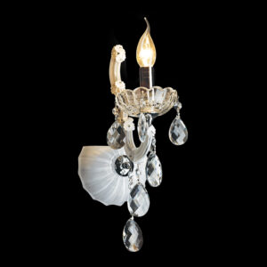 K Light KLW-8061/1 1 Arm White Glass and Crystal Wall Light