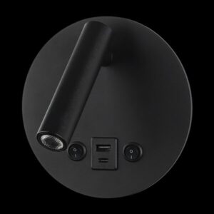 K Light MB-140/BL-USB LED Round Wall Reading Light with Backlighting, USB & USB-C Port