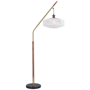 Brightstar SL429 GOLD Metal, Wood Finish and Hemp Rope Standing Lamp with Black Marble Base