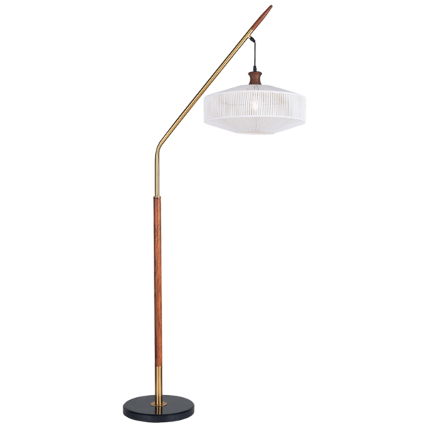 Brightstar SL429 GOLD Metal, Wood Finish and Hemp Rope Standing Lamp with Black Marble Base