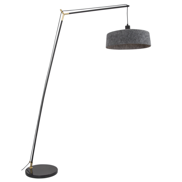 Brightstar SL430 BLACK Metal and PET Floor Lamp with Marble Base and Grey Felt Shade