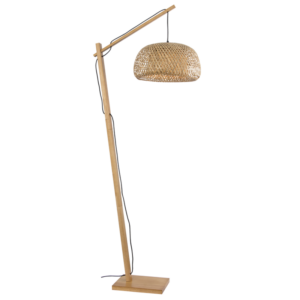 Brightstar SL431 WOOD Wood and Metal Floor Lamp with Bamboo Shade
