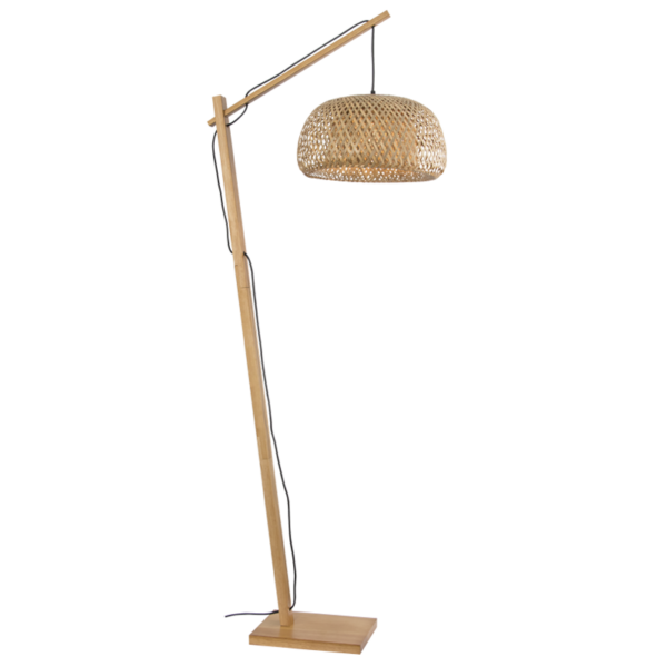 Brightstar SL431 WOOD Wood and Metal Floor Lamp with Bamboo Shade