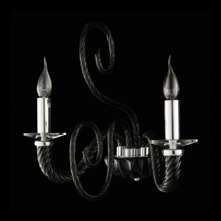 K Light U-KLW-2000/BL Black Glass Arm Wall Light