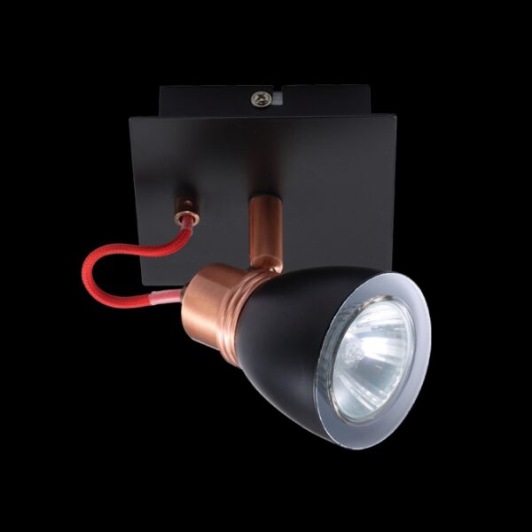 K Light N-KLS-851-1B/BL GU10 Single Adjustable Black & Copper Spot Light on a Bar