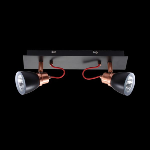K Light N-KLS-851-2B/BL GU10 Two Adjustable Black & Copper Spot Lights on a Bar