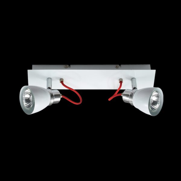 K Light N-KLS-851-2B/WH GU10 Two Adjustable White & Chrome Spot Lights on a Bar