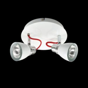 K Light N-KLS-851-2P/WH GU10 Two Adjustable White & Chrome Spot Light on a Plate