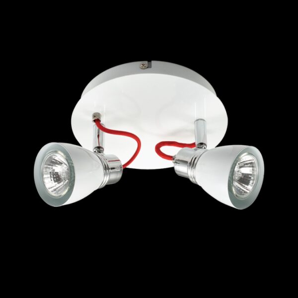 K Light N-KLS-851-2P/WH GU10 Two Adjustable White & Chrome Spot Light on a Plate