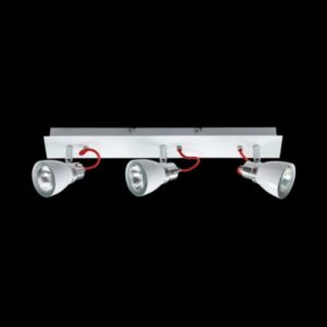 K Light N-KLS-851-3B/WH GU10 Three Adjustable White & Chrome Spot Light on a Bar