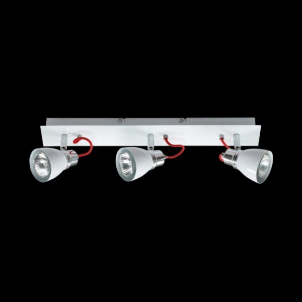 K Light N-KLS-851-3B/WH GU10 Three Adjustable White & Chrome Spot Light on a Bar