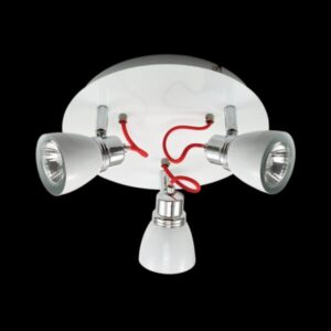 K Light N-KLS-851-3P/WH GU10 Three Adjustable White & Chrome Spot Lights on a Plate