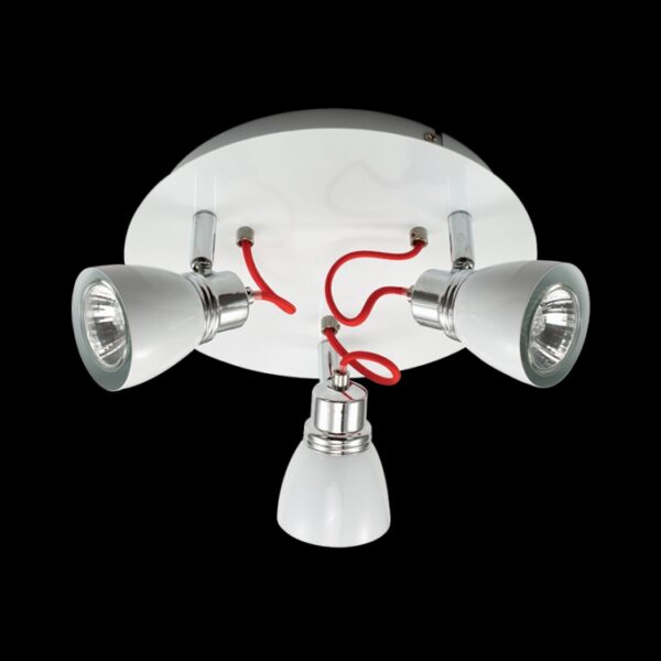 K Light N-KLS-851-3P/WH GU10 Three Adjustable White & Chrome Spot Lights on a Plate