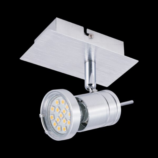 K Light N-KLS-95-1B/NS GU10 Single Adjustable Brushed Aluminium Spot Light on a Bar