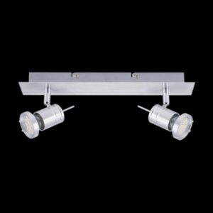 K Light N-KLS-95-2B/NS GU10 Two Adjustable Brushed Aluminium Spot Lights on a Bar