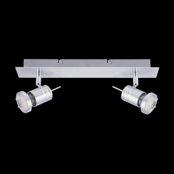 K Light N-KLS-95-2B/NS GU10 Two Adjustable Brushed Aluminium Spot Lights on a Bar