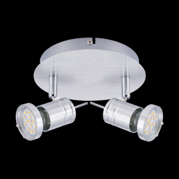 K Light N-KLS-95-2P/NS GU10 Two Adjustable Brushed Aluminium Spot Lights on a Plate