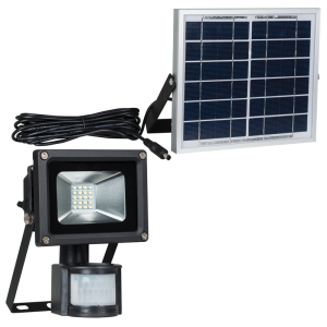 Brightstar FL076 BLACK Solar LED Die Cast Aluminum Flood Light with Tempered Glass Lens and PIR Motion Sensor
