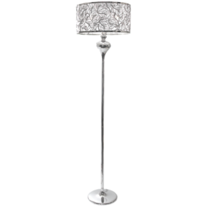 Brightstar SL052 CHROME Polished Chrome Standing Lamp with Silver Patterned Shade