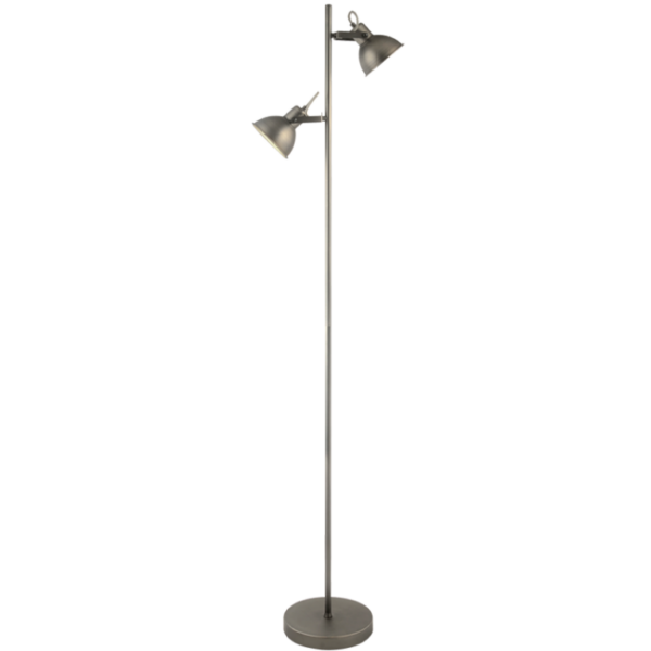 Brightstar SL062 Matt Antique Silver 2 Light Floor Lamp