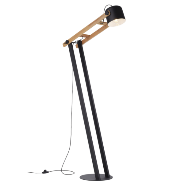 Brightstar SL414 BLACK Metal and Wood Standing Lamp