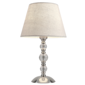 Brightstar TL012 SATIN Satin Chrome and Crystal Table Lamp with Hessian Shade