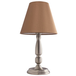 TL149 BEIGE SATIN Satin Chrome Base with Beige Fabric Shade