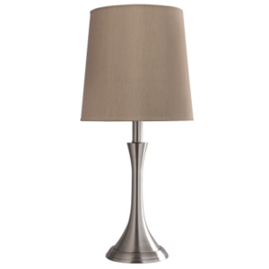 Brightstar TL155 SATIN Satin Chrome Base with Hessian Colour Fabric Shade